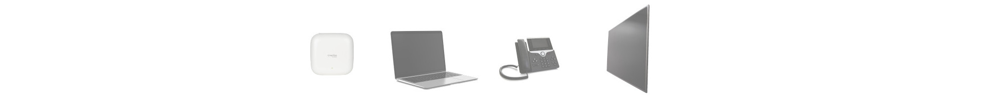 PoE fähige Endgeräte: Wireless Access Point, Notebook, Bürotelefon, Display
