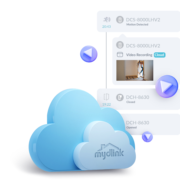 Cloud Recording storage on the mydlink™ app.