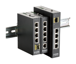 DIS-100G Industrial Gigabit Switches on a DIN-Rail