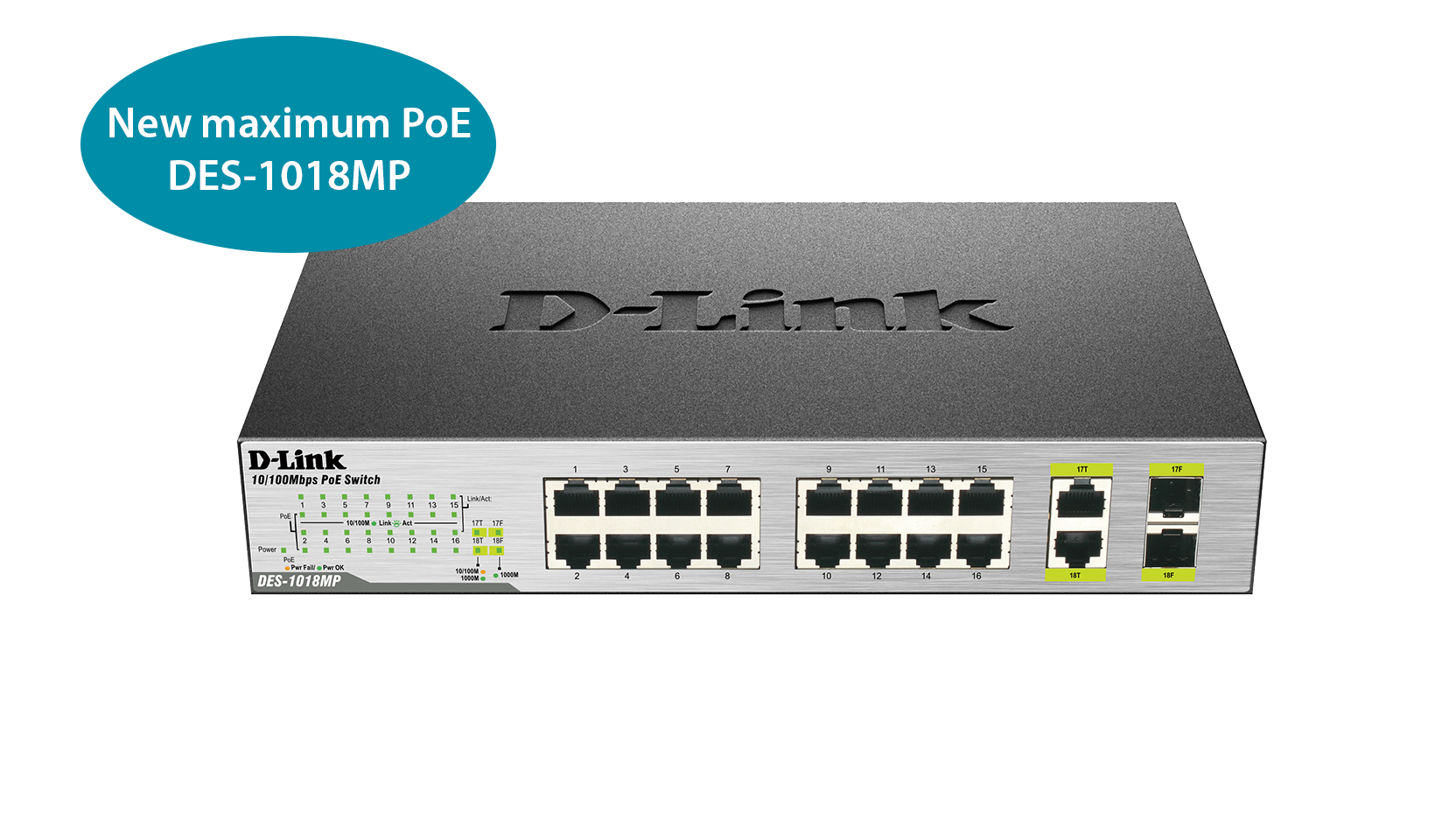 DES-1018MP 18-Port Fast Ethernet PoE Switch with 2 Gigabit Uplink Ports | D-Link España