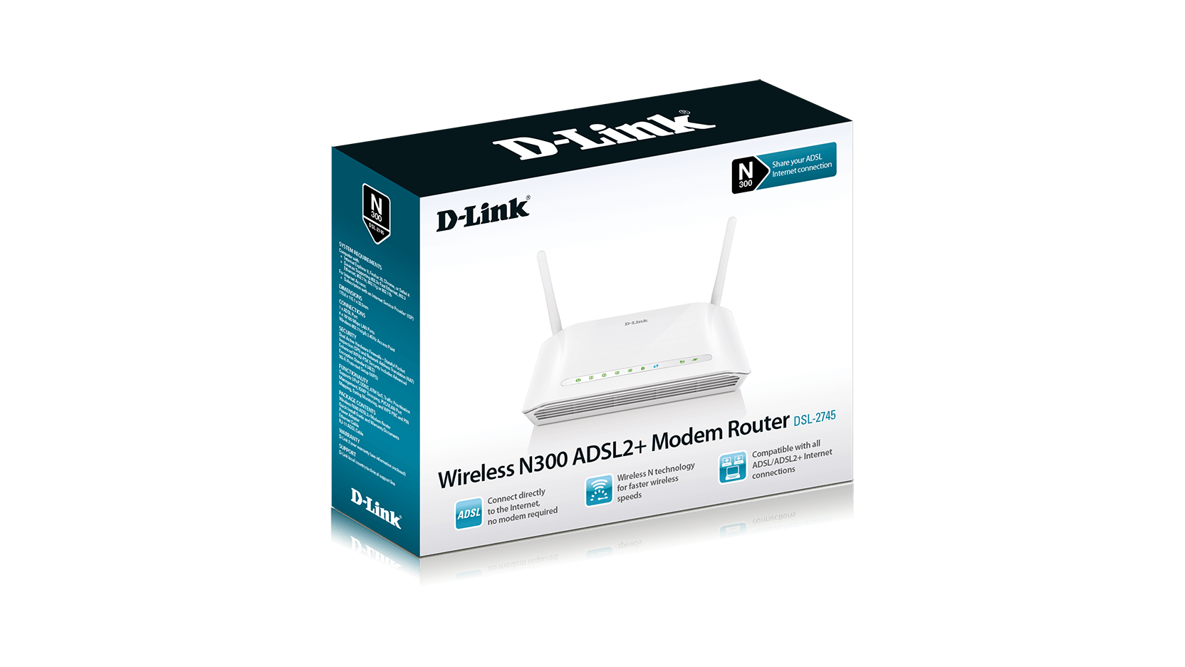 Representación especificar Hermano DSL-2745 Wireless N300 ADSL2+ Modem Router | D-Link España