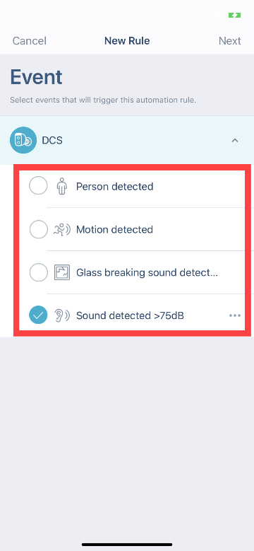 How do I set up sound detection using the mydlink app lh