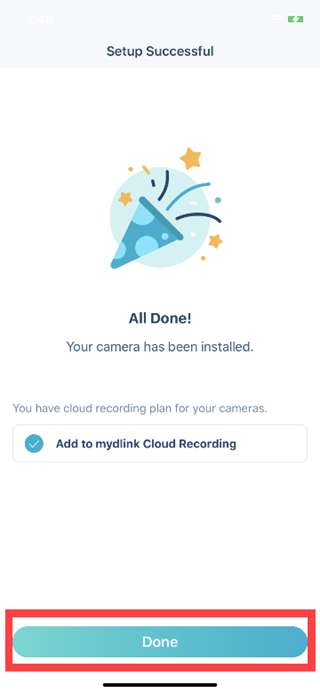 How do I set up my camera using the mydlink app