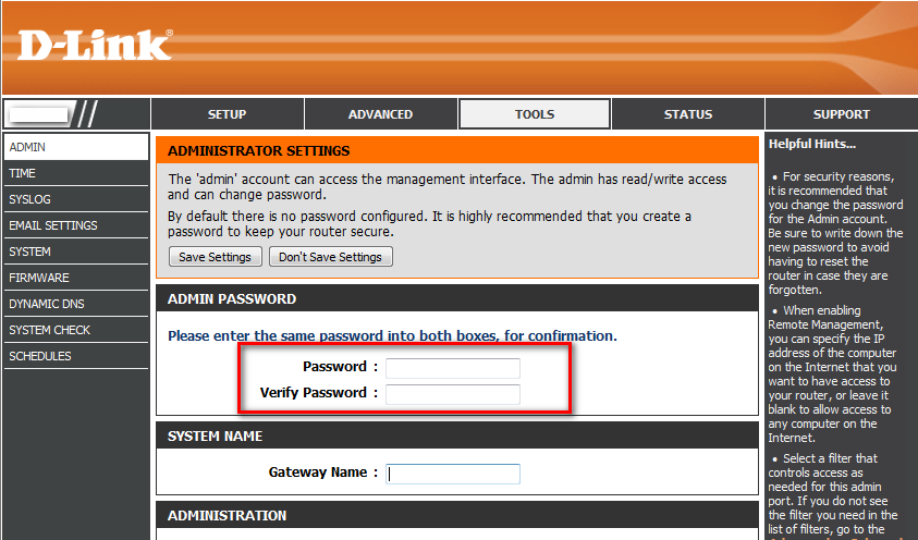 Efterligning pakke underskud How do I change the administrator password on my router? | D-Link UK