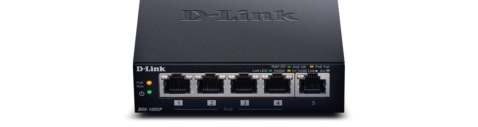 DGS-1005P - 5-Port Desktop Gigabit PoE+ Switch