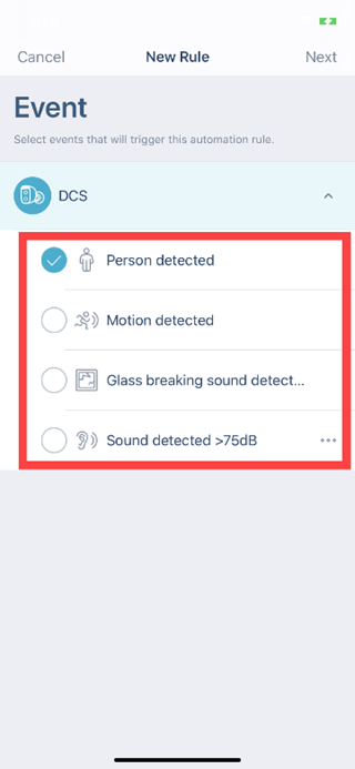 How do I set up motion detection using the mydlink app lh