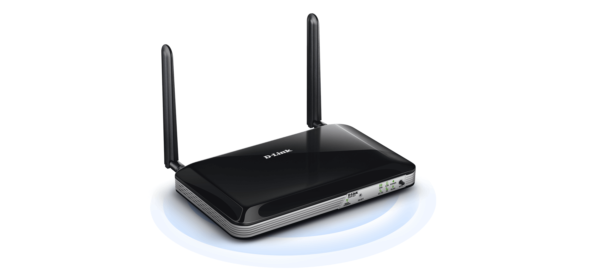 D-Link DWR-921 3G, 300 Mbps, WPS, 4 puertos LAN RJ-45 Fast Ethernet 10/100 Mbps, 1 puerto WAN 10/100 Mbps, ranura SIM de datos, WPA2, antenas extraíbles color negro Router wireless 4G/LTE N300 